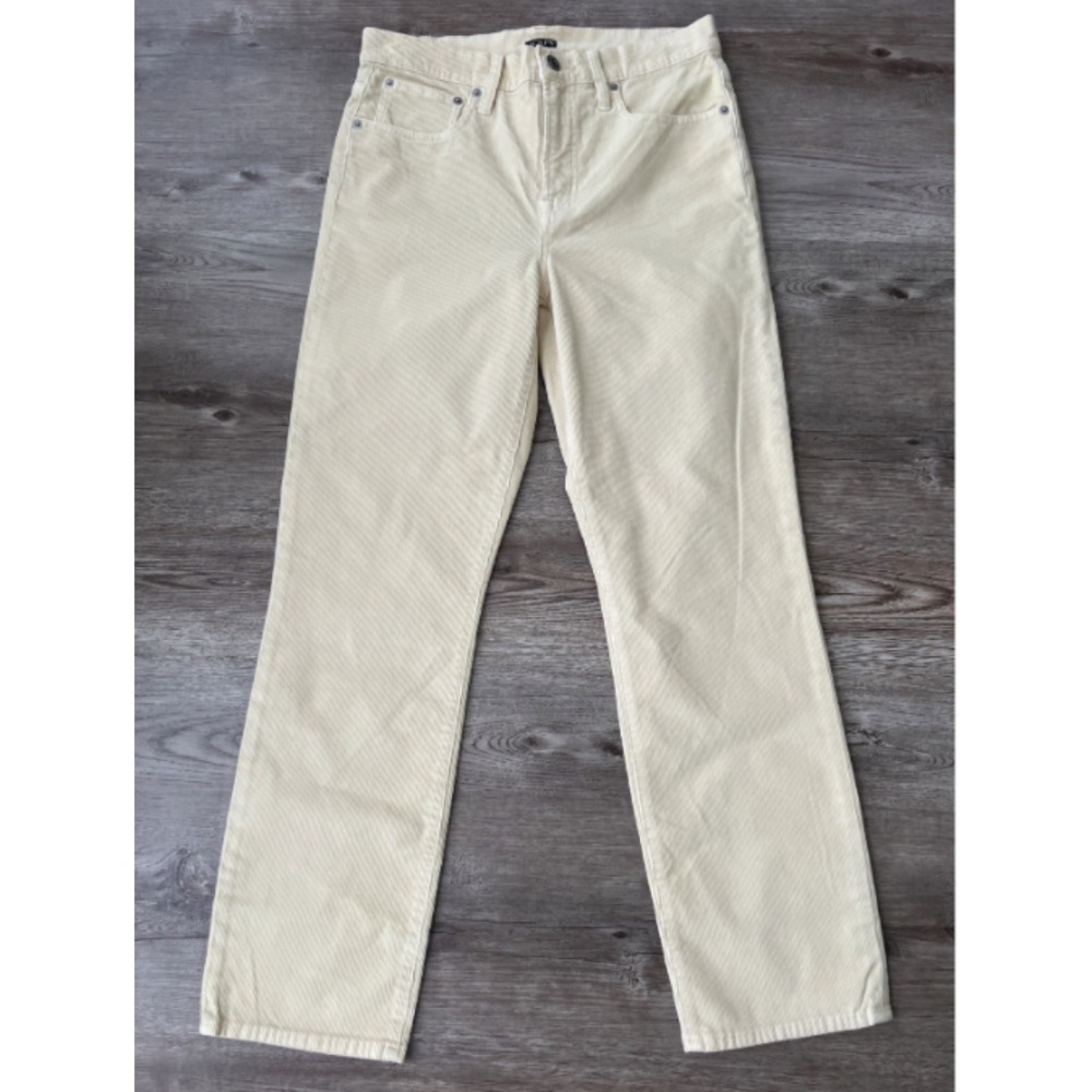 NWT J.Crew Corduroy Straight Leg Pants Womens 28 Cream High Rise Ankle Length